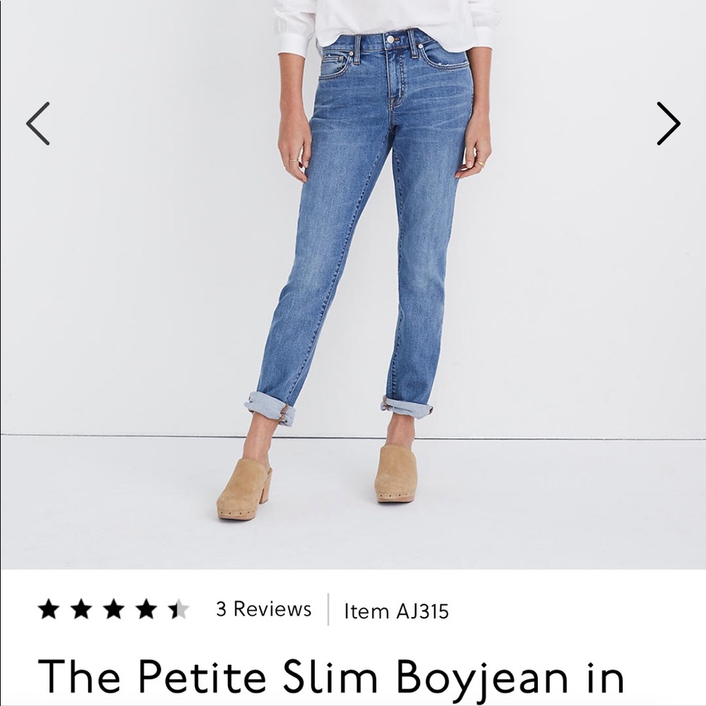Madewell The Petite Slim Boyjean in Willowbrush Wash Sz 32